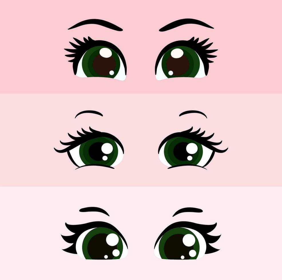Cute female eyes drawing set vector