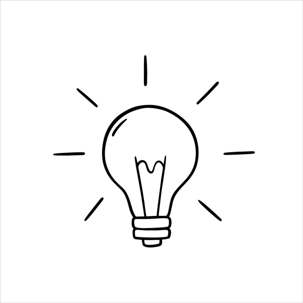 Hand-drawn Light Bulb, Idea sign, solution, thinking concept vector