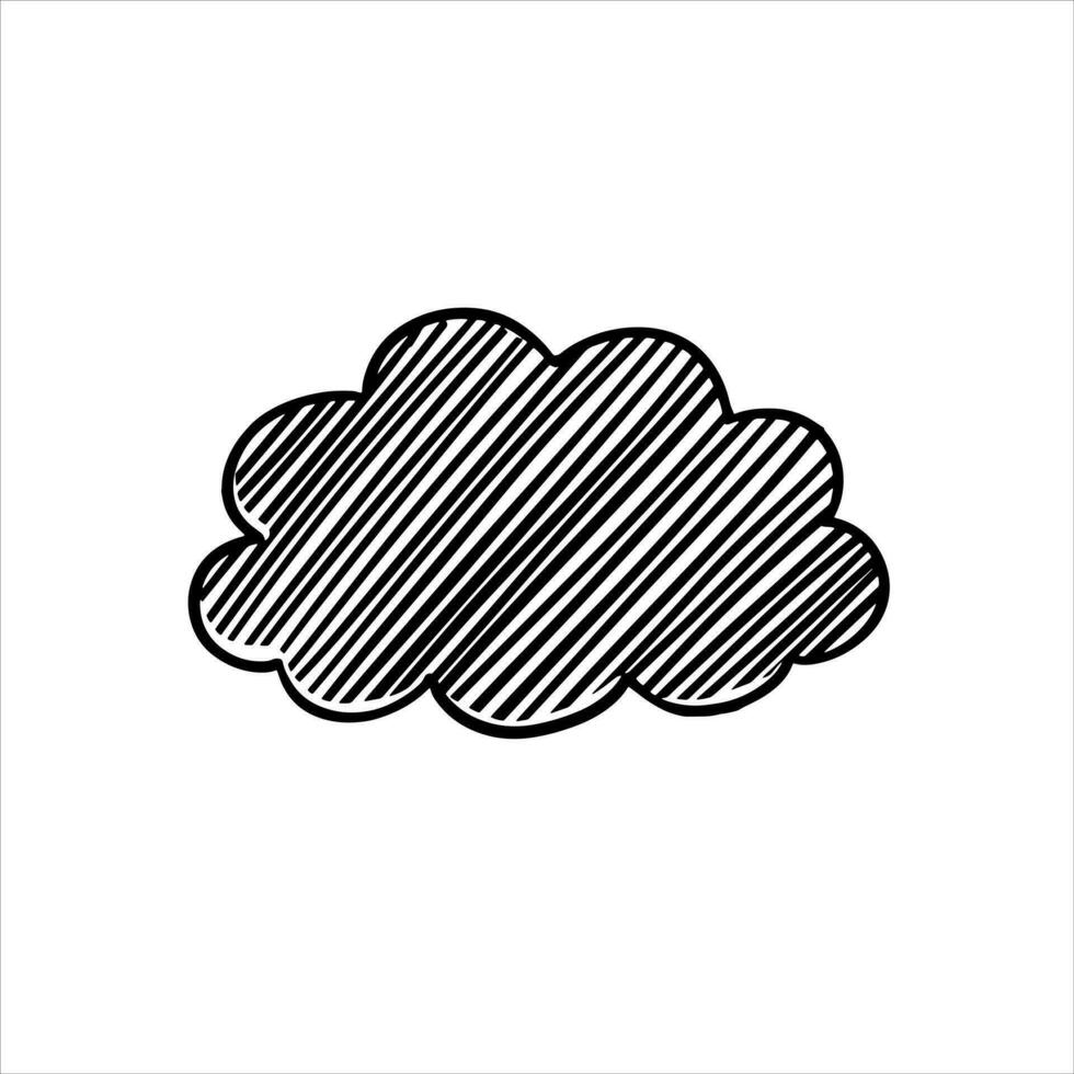 Hand-drawn cloudy weather doodle vector illustration