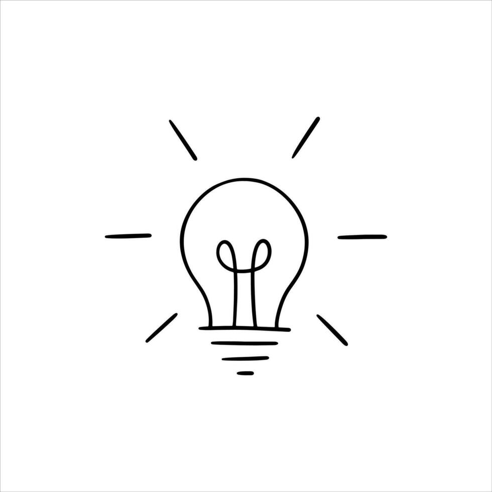 Hand-drawn Light Bulb, Idea sign, solution, thinking concept vector