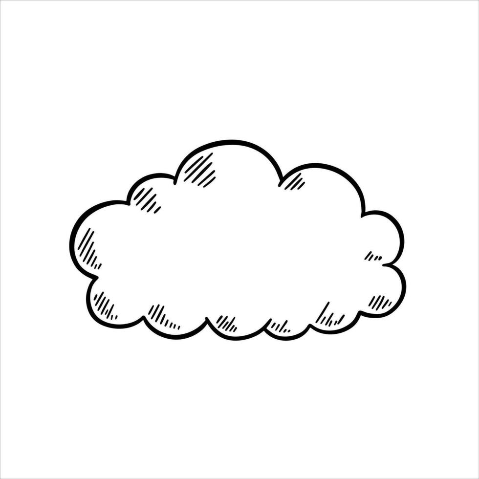 Hand-drawn cloudy weather doodle vector illustration