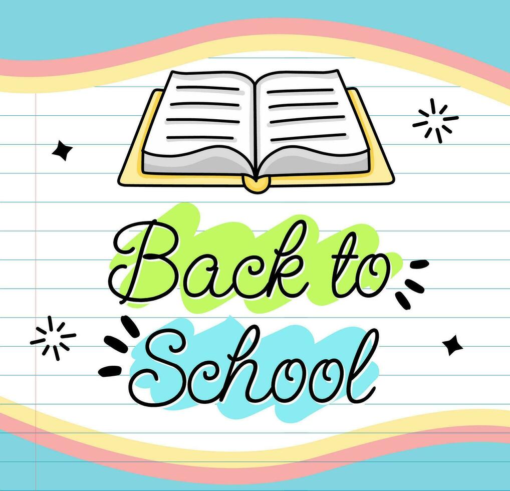Back to school banner with a drawing of a book vector