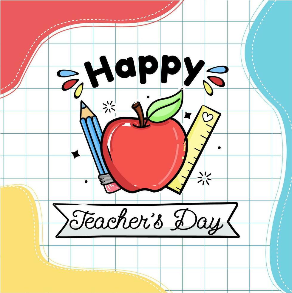 Hand drawn flat teachers' day background vector