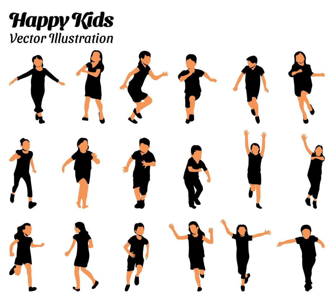 Happy kids vector illustration set