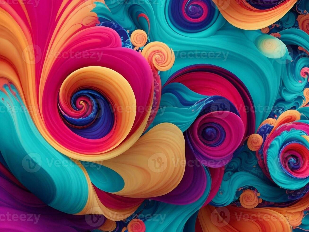 Abstract colorful background with swirls. 3d rendering, 3d illustration. photo