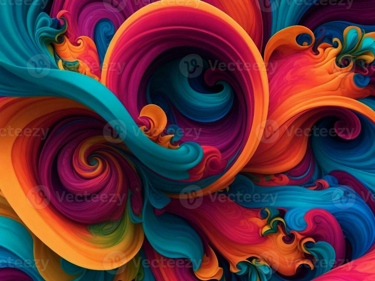 abstract colorful background made of swirls. 3d render illustration photo
