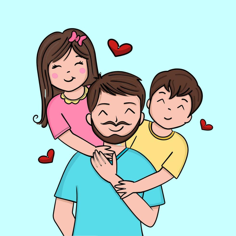 dibujo padre y niños ilustración vector