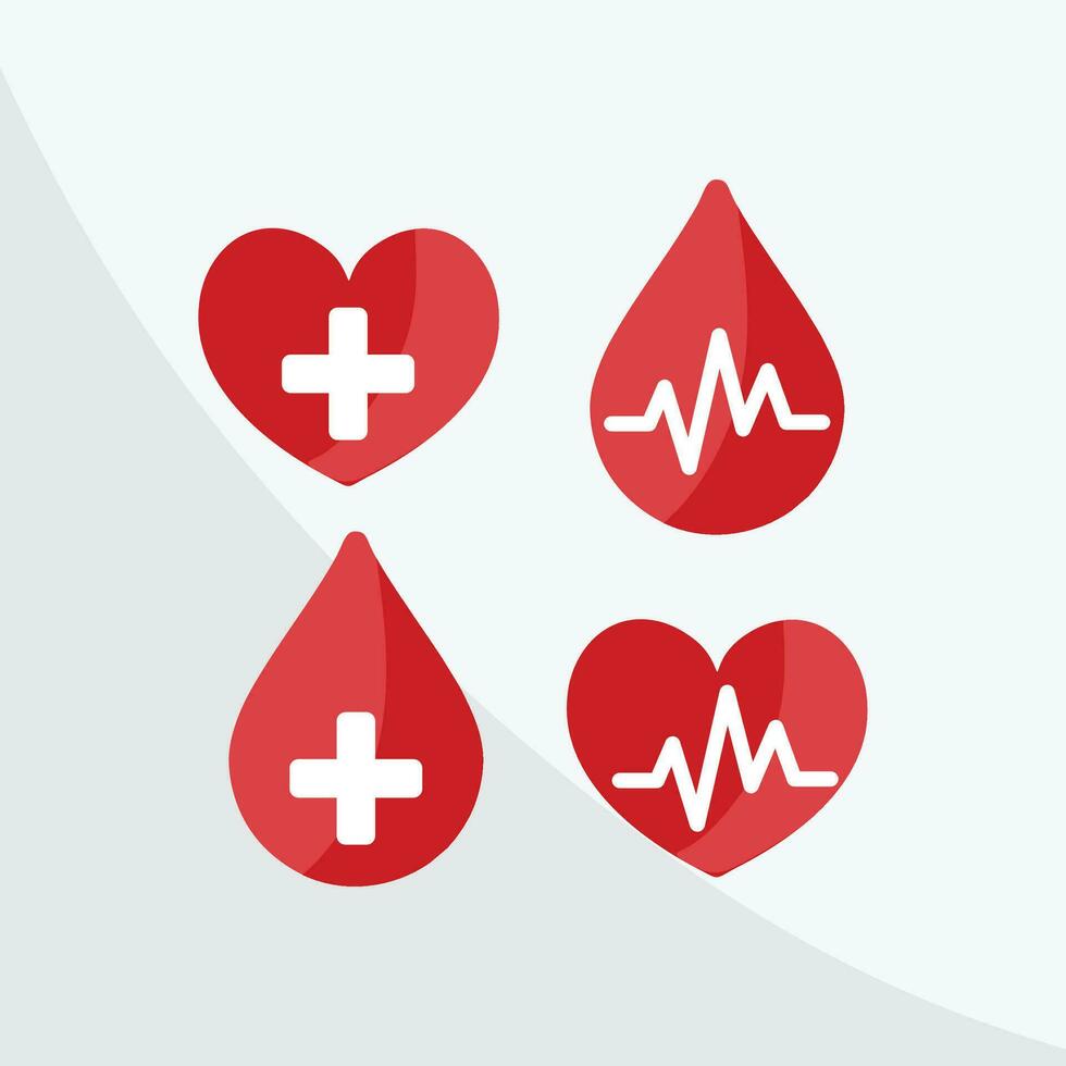 Heart and drop of blood blood donation heartbeat - blood donation campaign - doacao de sangue vector