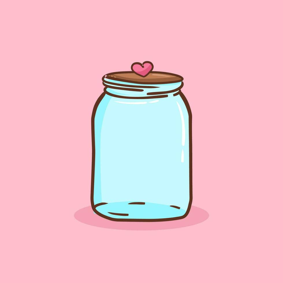 Handrawn glass jar with a little heart vector