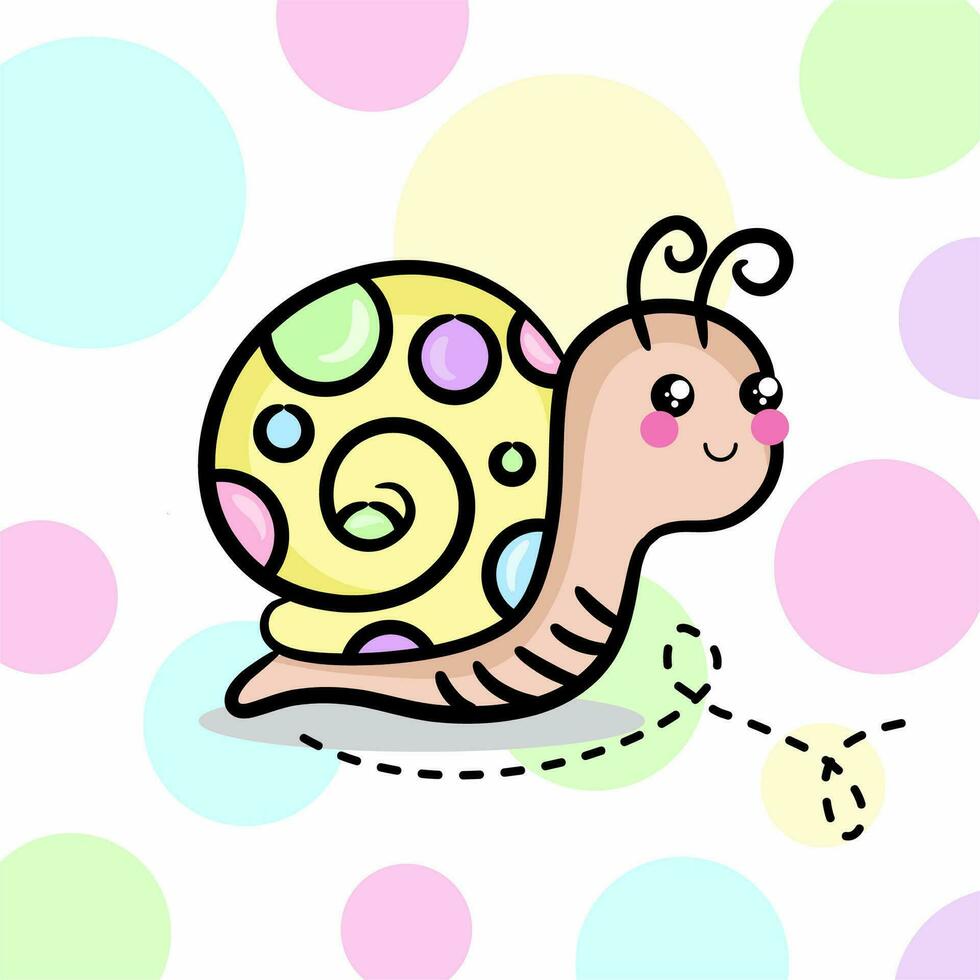 Cute colorful snail hand drawing vector