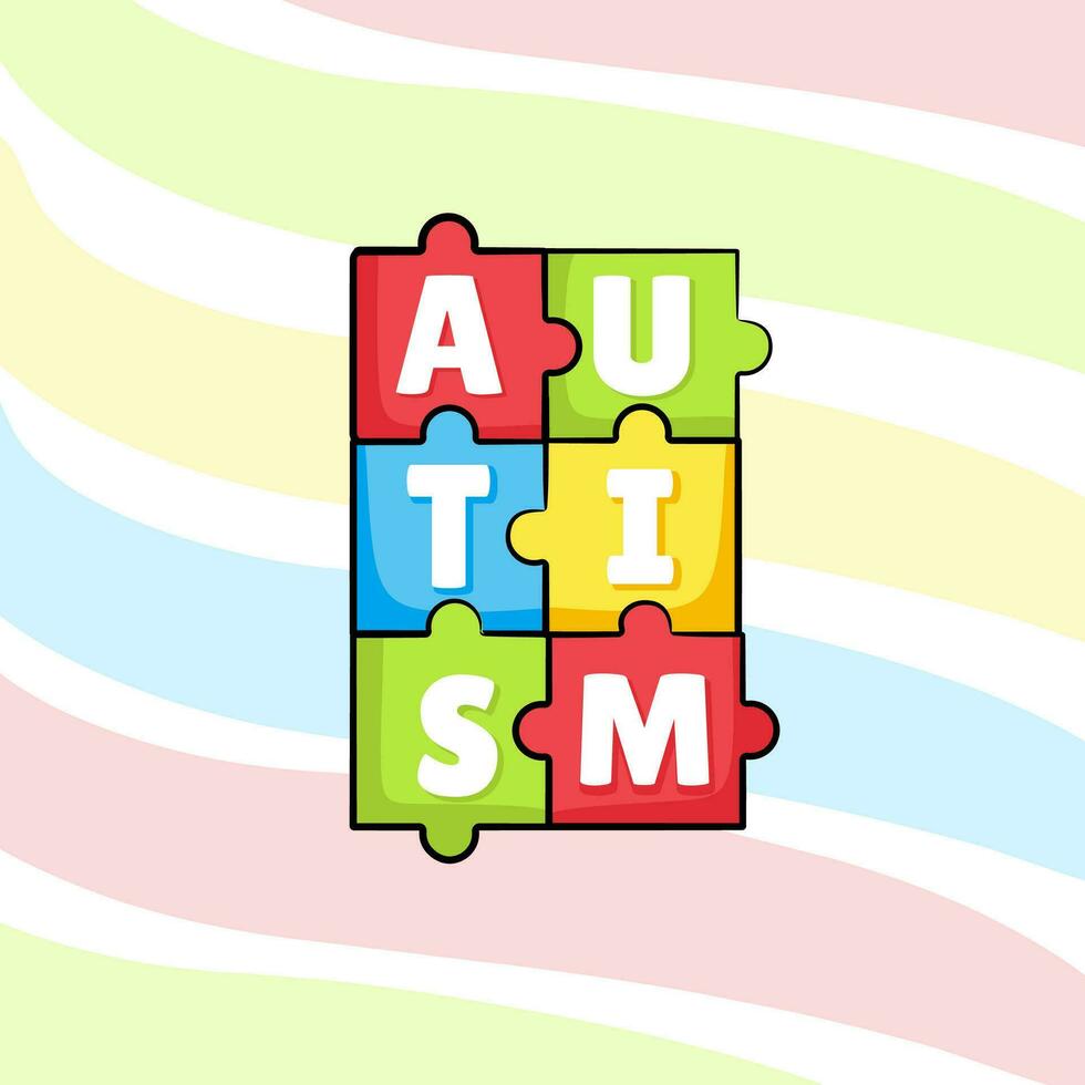 A colorful background with puzzle pieces that says autism vector