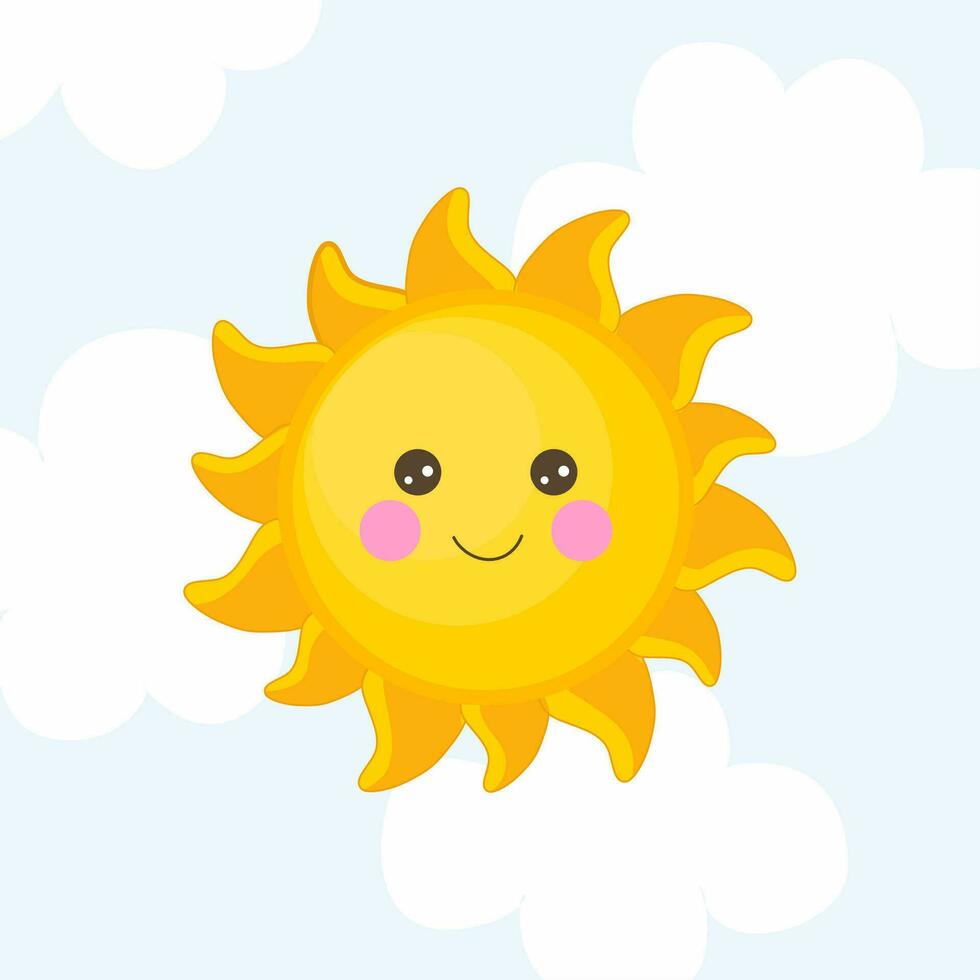 Cute sun, childish illustration, simple stylization, vector. vector