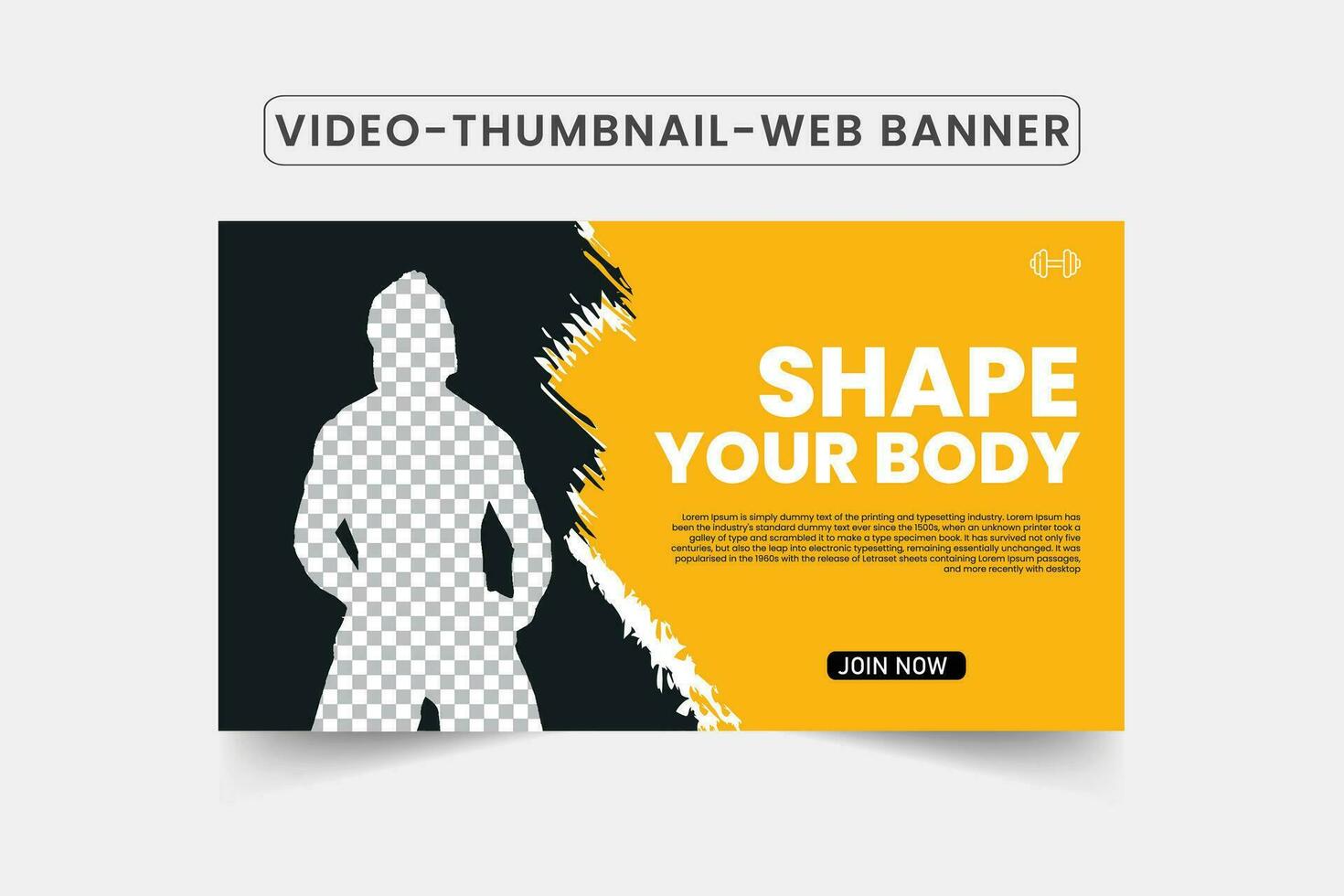 Fitness gym training thumbnail design for any videos. Fitness gym customizable video thumbnail and web banner .Editable Video cover photo template for Any social media.and Video Promote Tutorials. vector