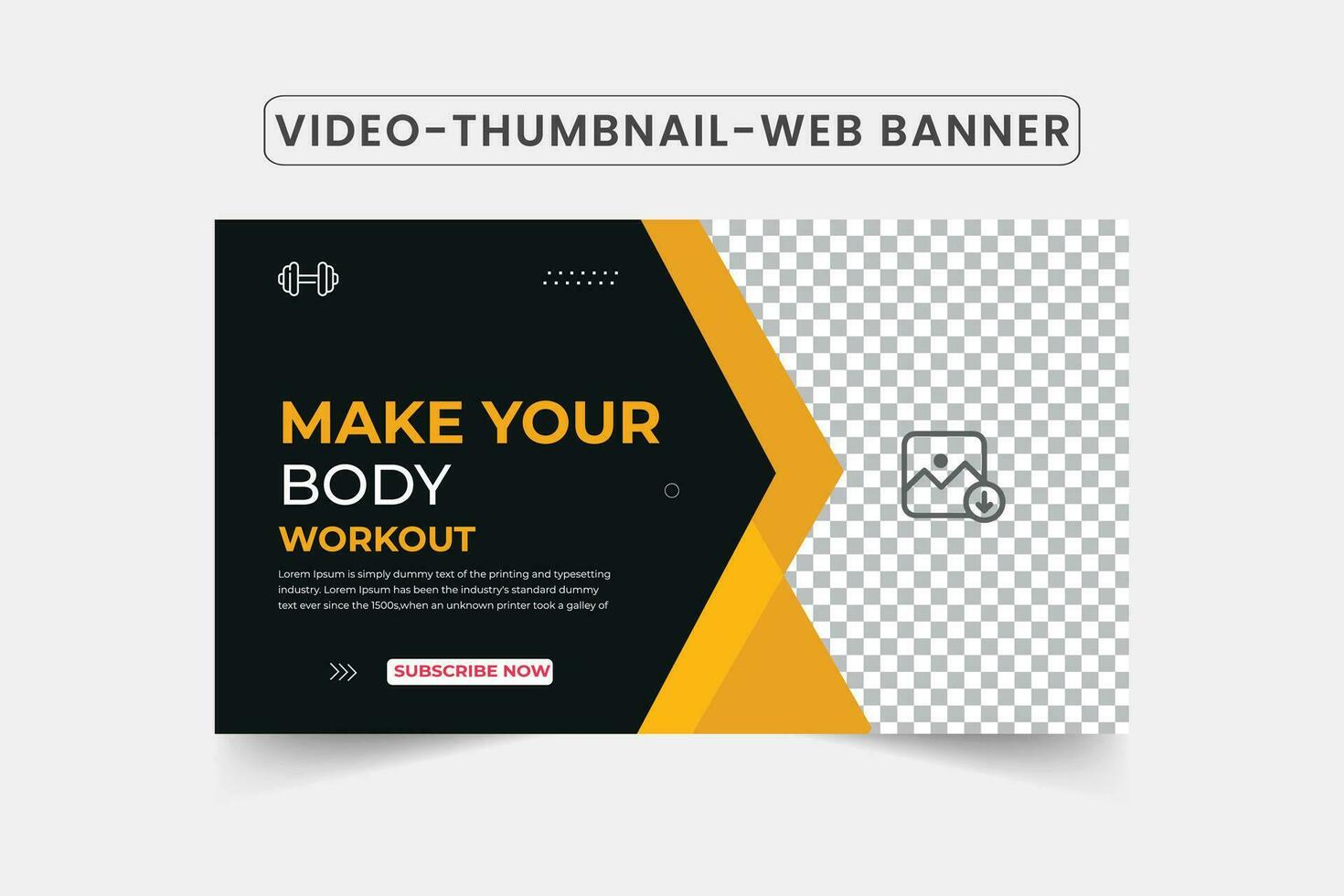 Fitness gym training thumbnail design for any videos. Fitness gym customizable video thumbnail and web banner .Editable Video cover photo template for Any social media.and Video Promote Tutorials. vector