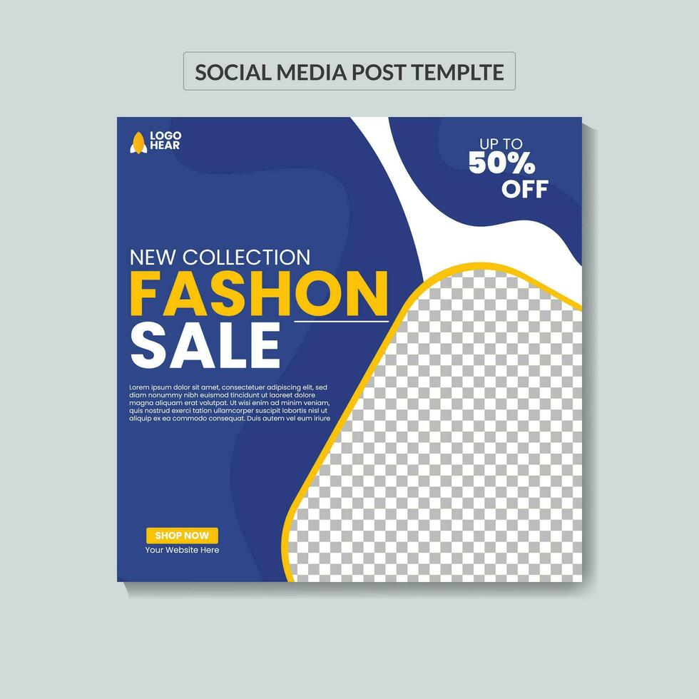 Fashion sale Instagram social media templates, social media promotional banner Editable template post for social media ad. vector