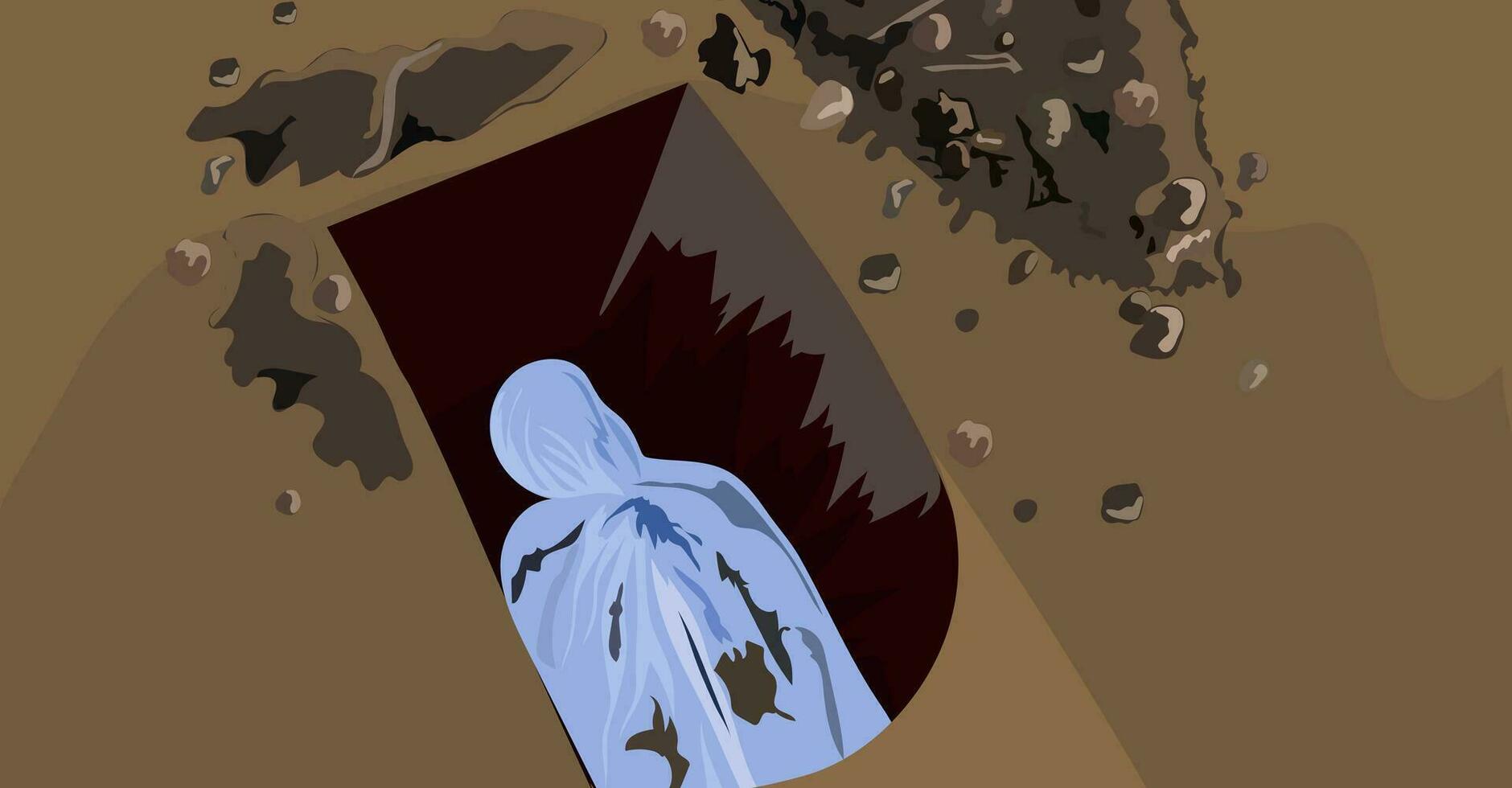 Deadbody in grave vector