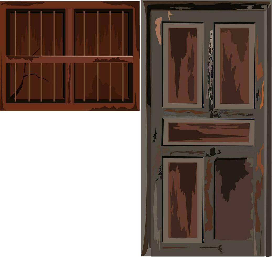 antiguo ventana y puerta vector