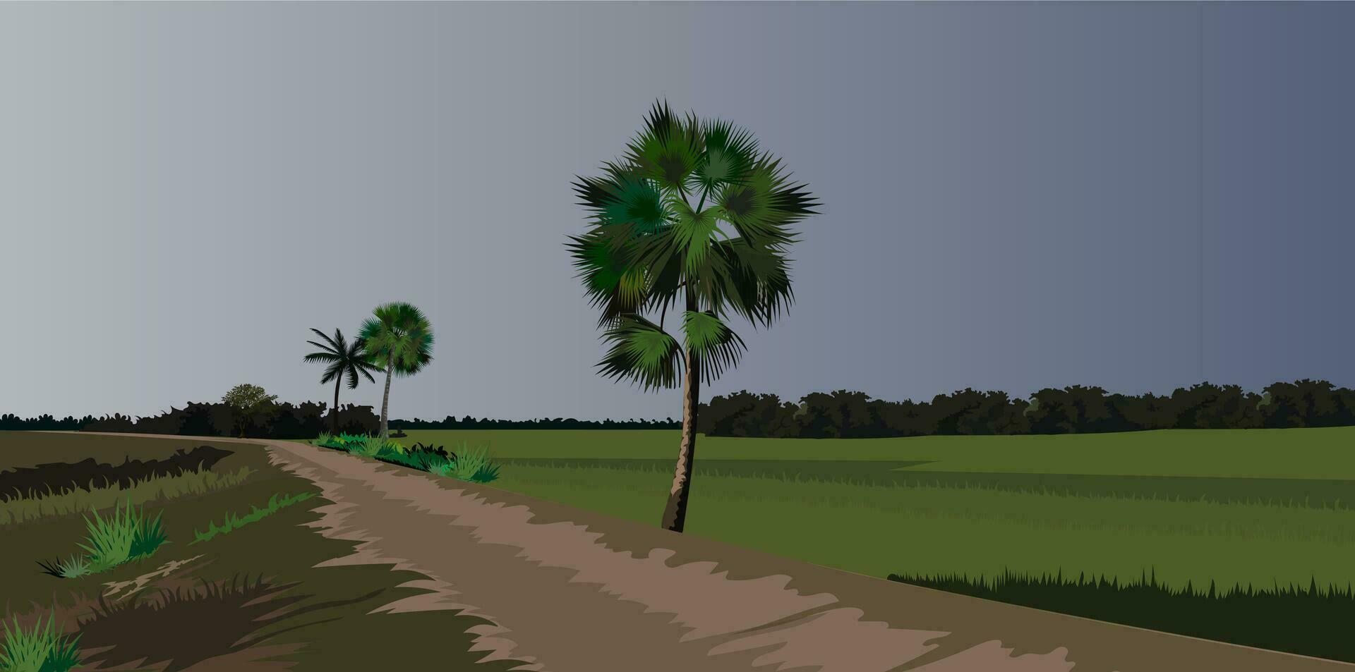 Village Road Realstic Landscape for Animation vector