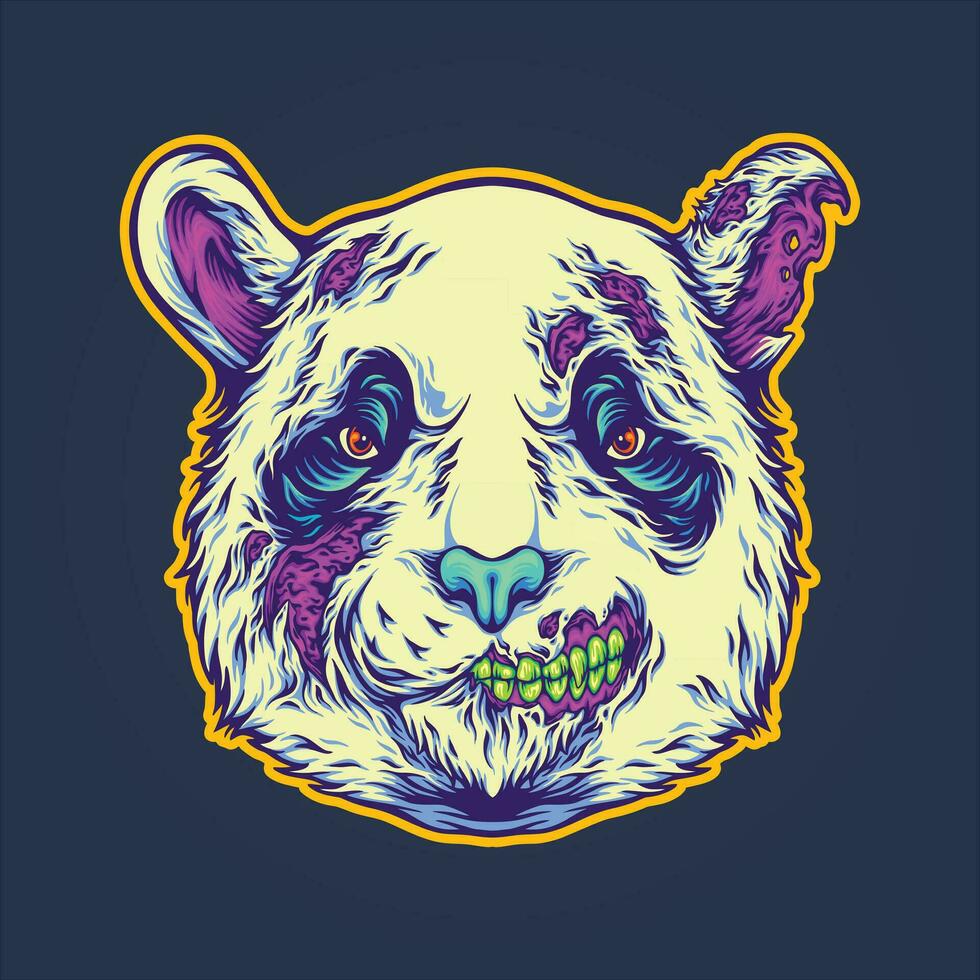 pesadillas caprichoso de miedo panda cabeza zombi vector ilustraciones para tu trabajo logo, mercancías camiseta, pegatinas y etiqueta diseños, póster, saludo tarjetas publicidad negocio empresa