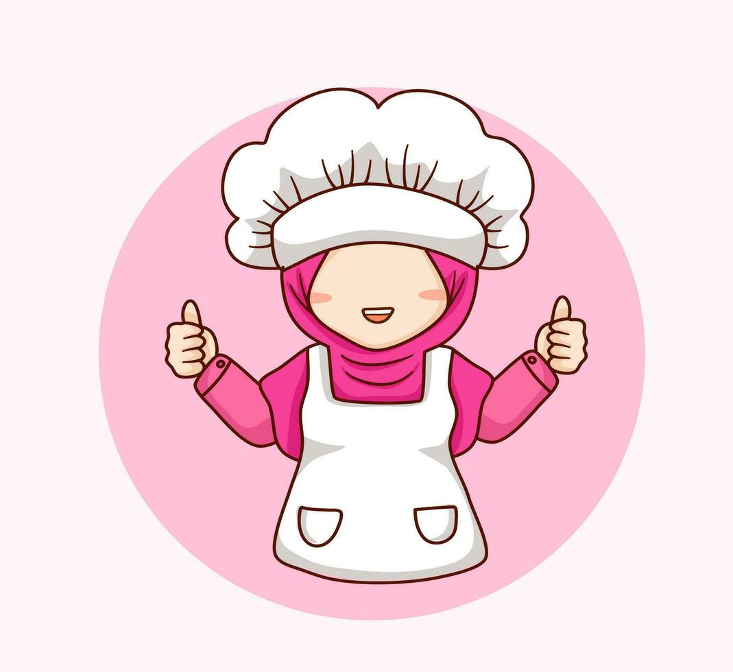 Muslimah chef logo vector