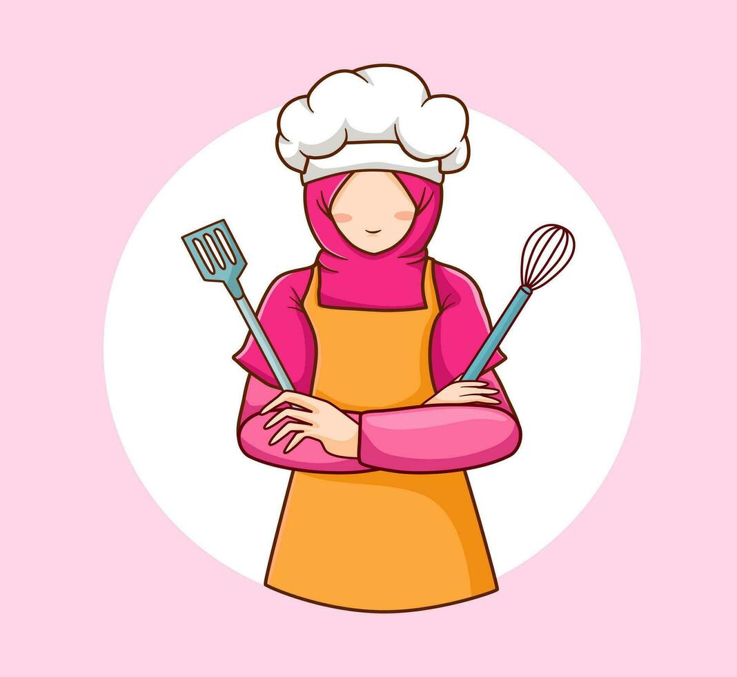 muslimah cocinero logo vector