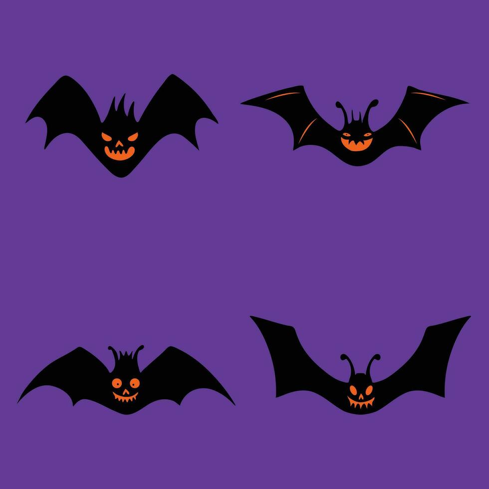 Scary Bat Silhouette Cartoon set vector