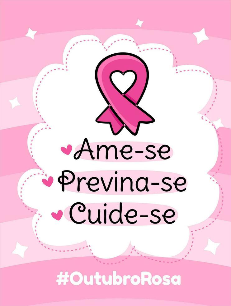 bandera en portugués para composición octubre rosado pecho cáncer prevención Brasil vector