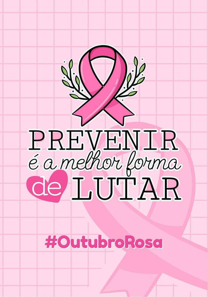 Banner in portuguese for composition october pink breast cancer prevention brazil vector
