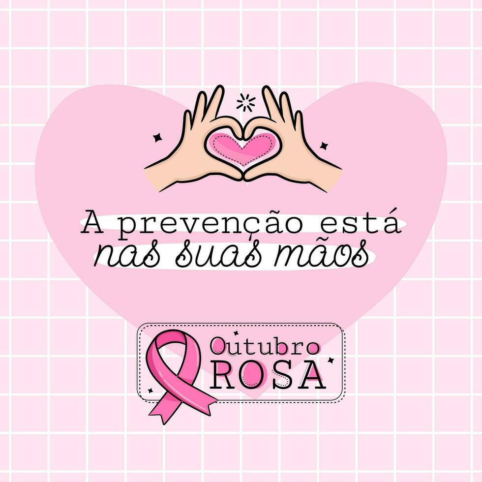 bandera en portugués para composición octubre rosado pecho cáncer prevención Brasil vector