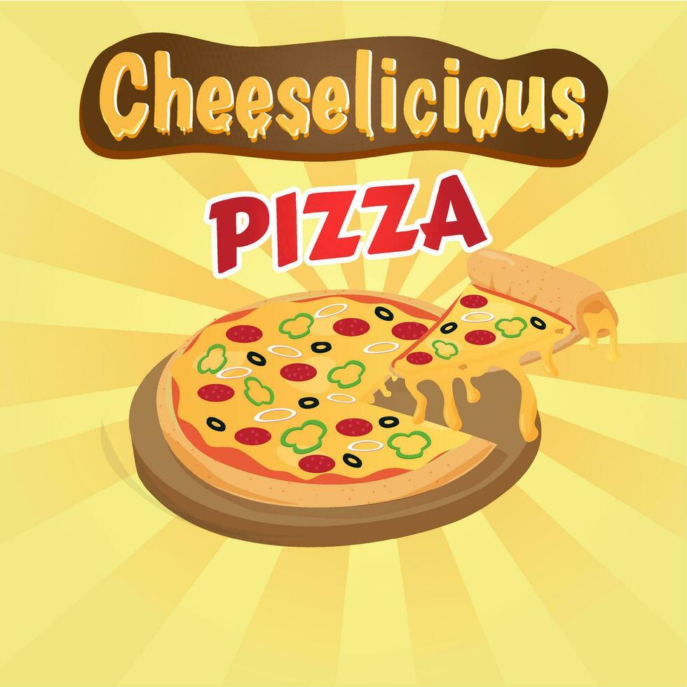 vector ilustración Pizza queso italiano fundir