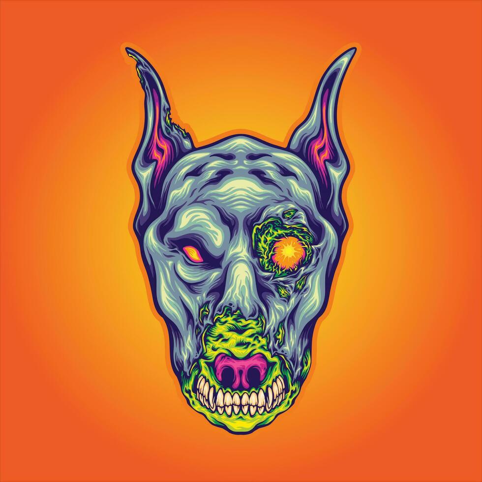 Beast dog head zombie monster  vector illustrations for your work logo, merchandise t-shirt, stickers and label designs, poster, greeting cards advertising business company or brands.