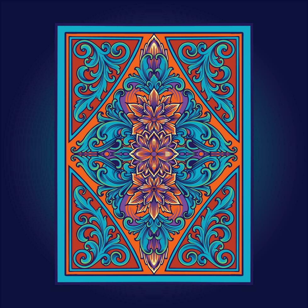 Artistry ornate floral engraving cards deck  vector illustrations for your work logo, merchandise t-shirt, stickers and label designs, poster, greeting cards advertising business company or brands.
