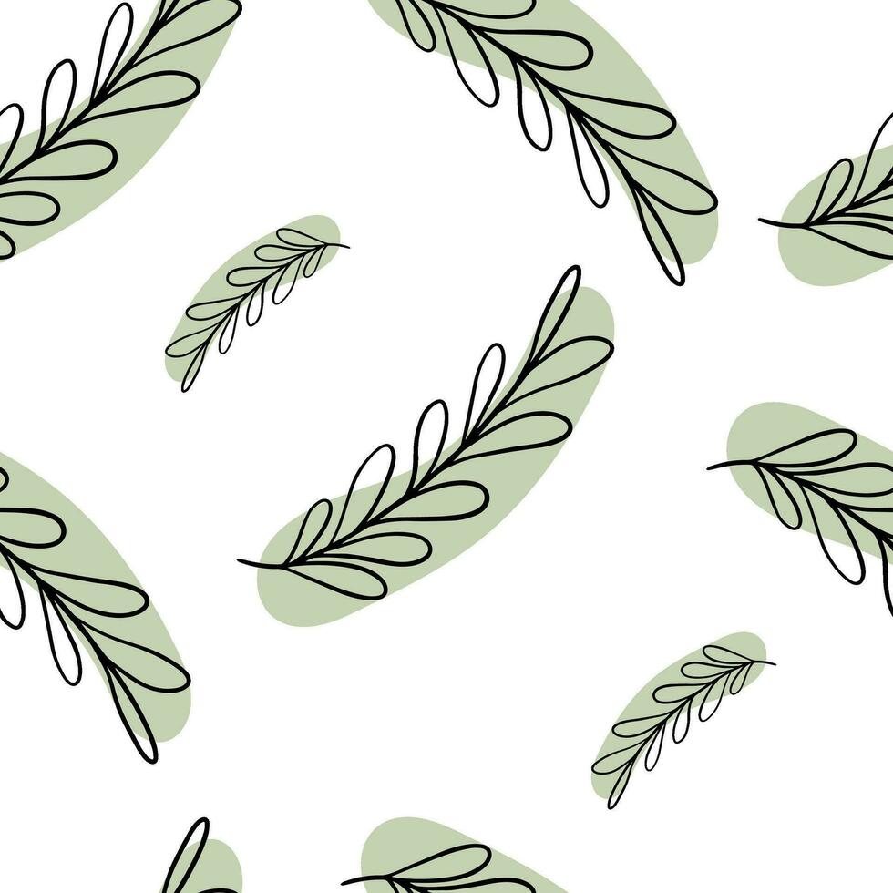 Seamless pattern Doodle baptism. Palm branch. Palm Sunday. vector