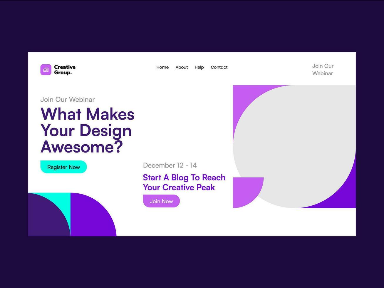 Modern Half Circle Purple Mosaic Pattern Landing Page UI Kit Template vector