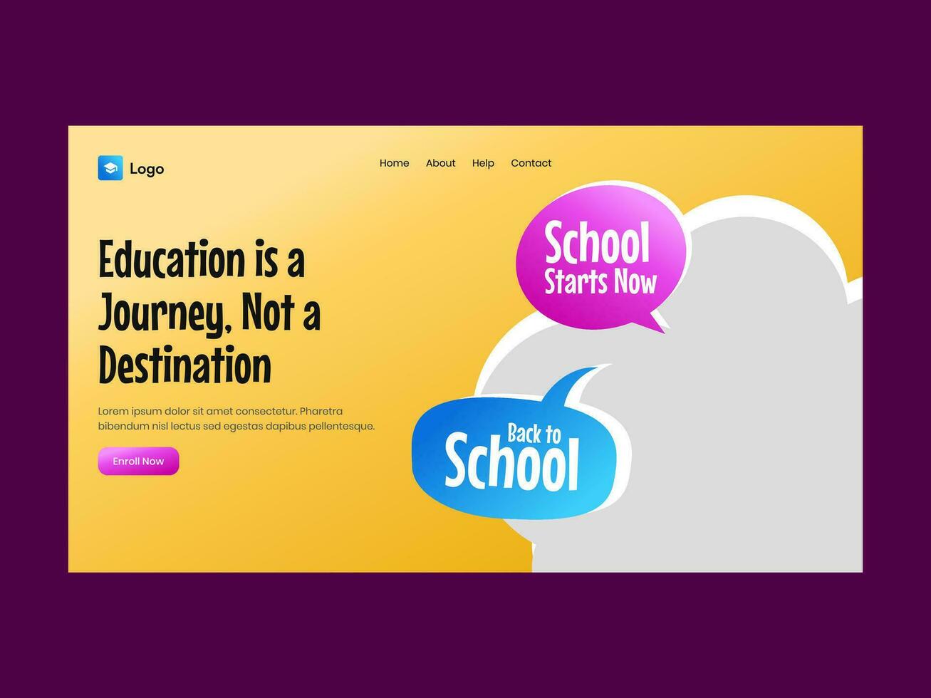 School Education Landing Page UI Kit Template vector