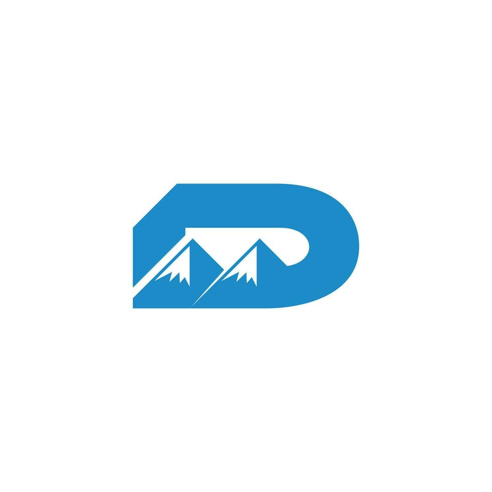 letter d blue sky snow mountain logo vector