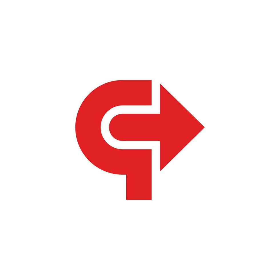 letter qc simple geometric right arrow design logo vector