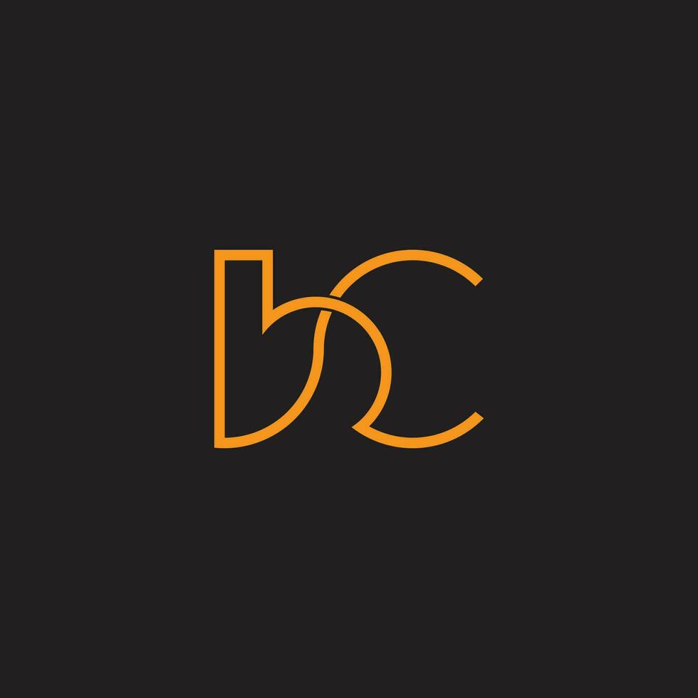 letter bc abstract overlapping line curve logo vector