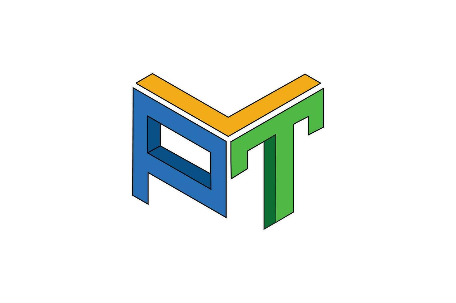 ptl cube custom letter logo design concept vector