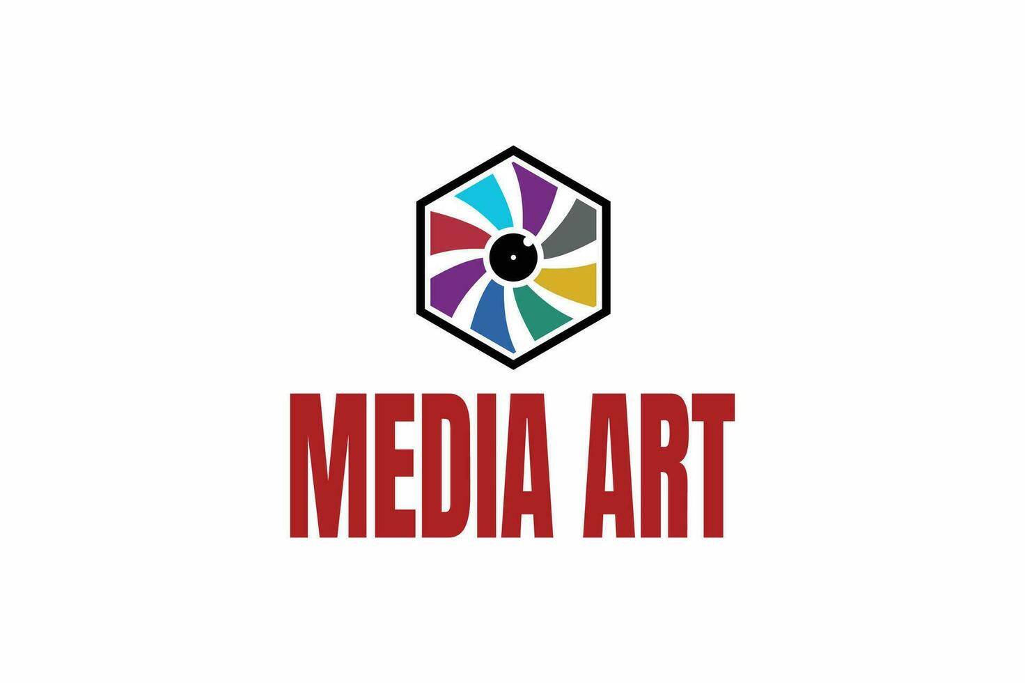 minimal media art  camera logo design template vector