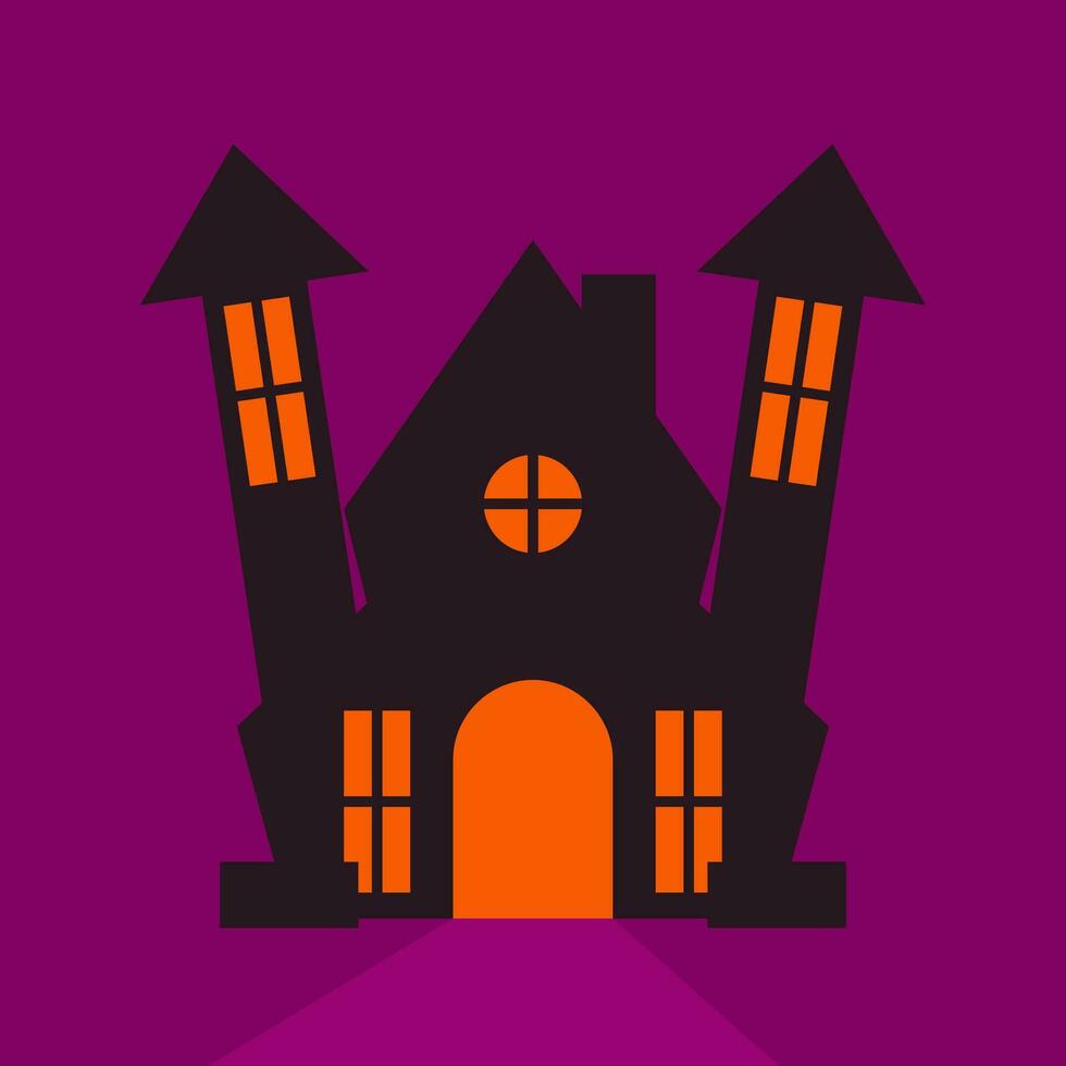 Haunted House Silhouette. scary halloween house vector