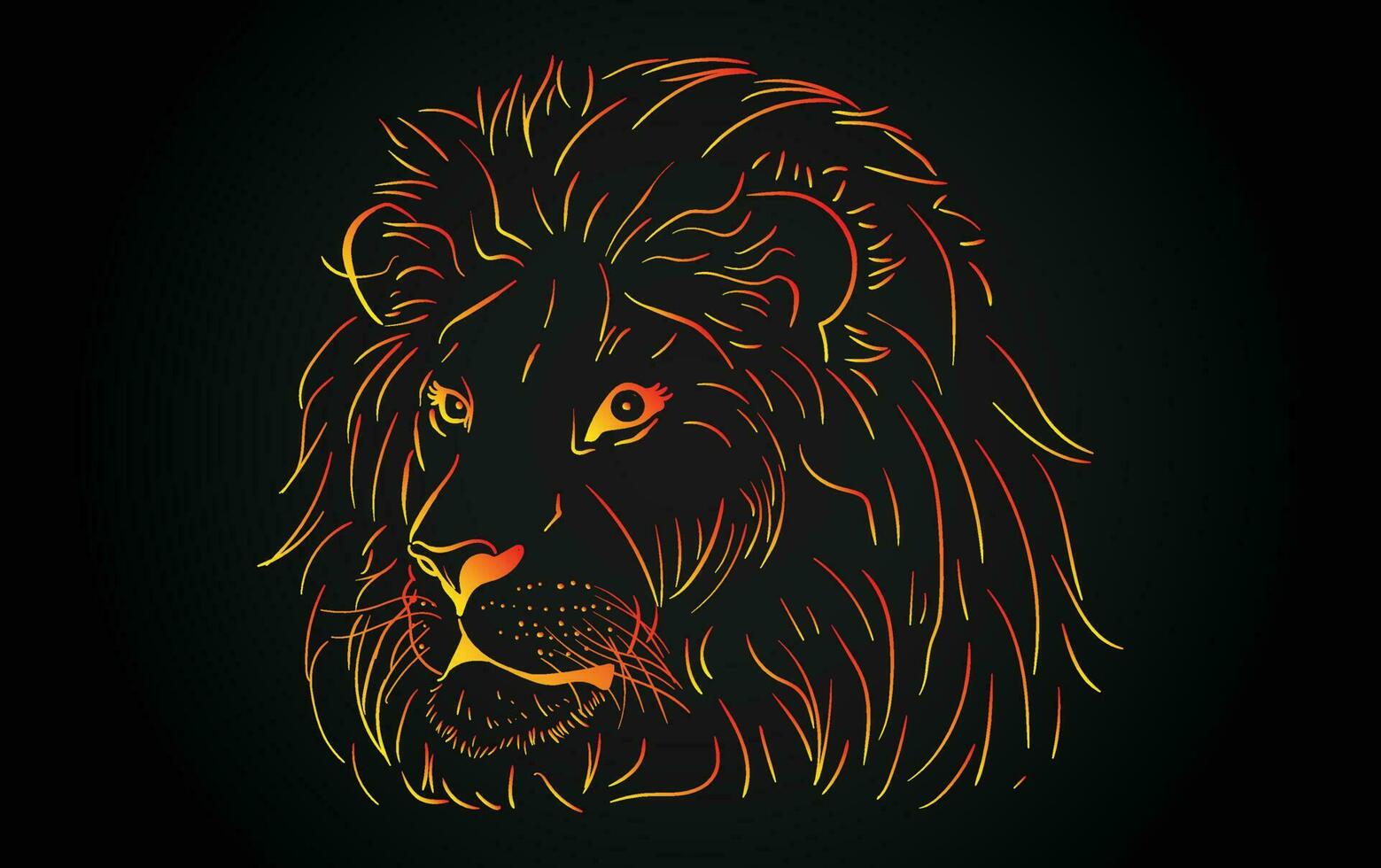 Lion Lineart isolated in black vector