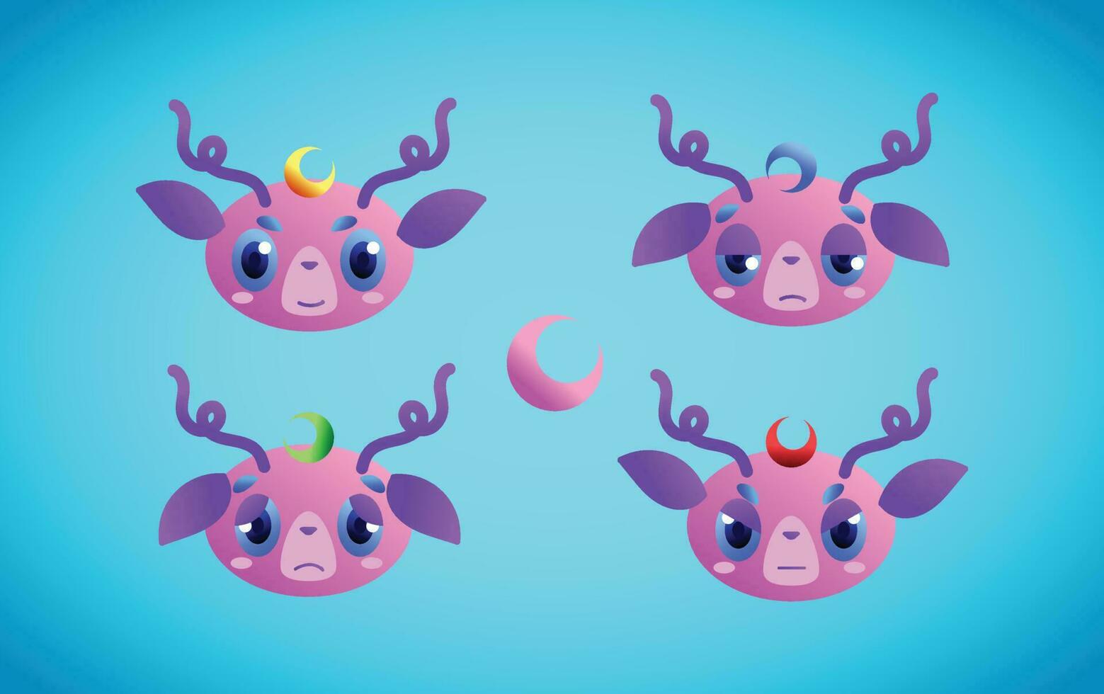 Cute pink deer facial expression isolated vector