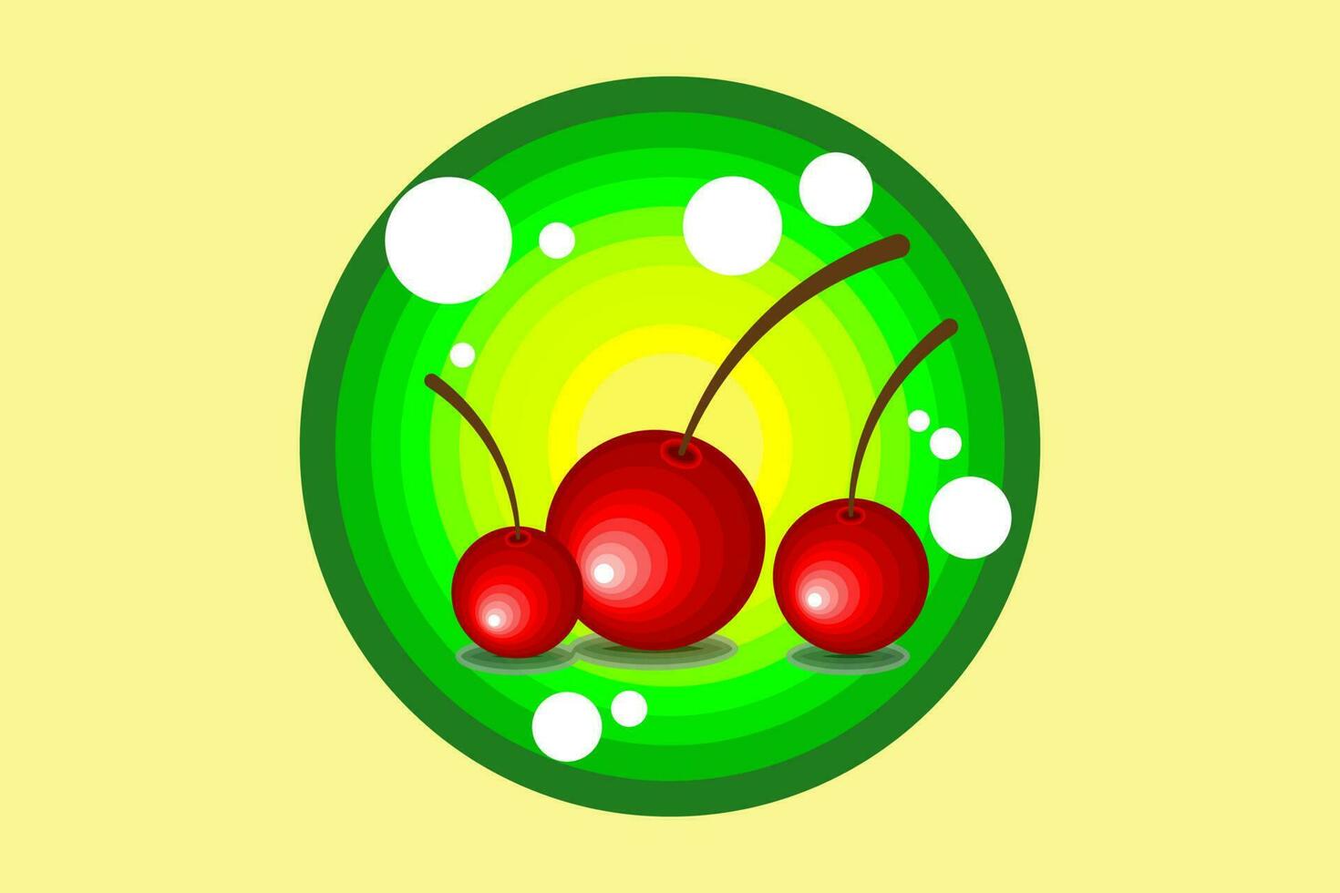 red cherry in green circle isolated vector