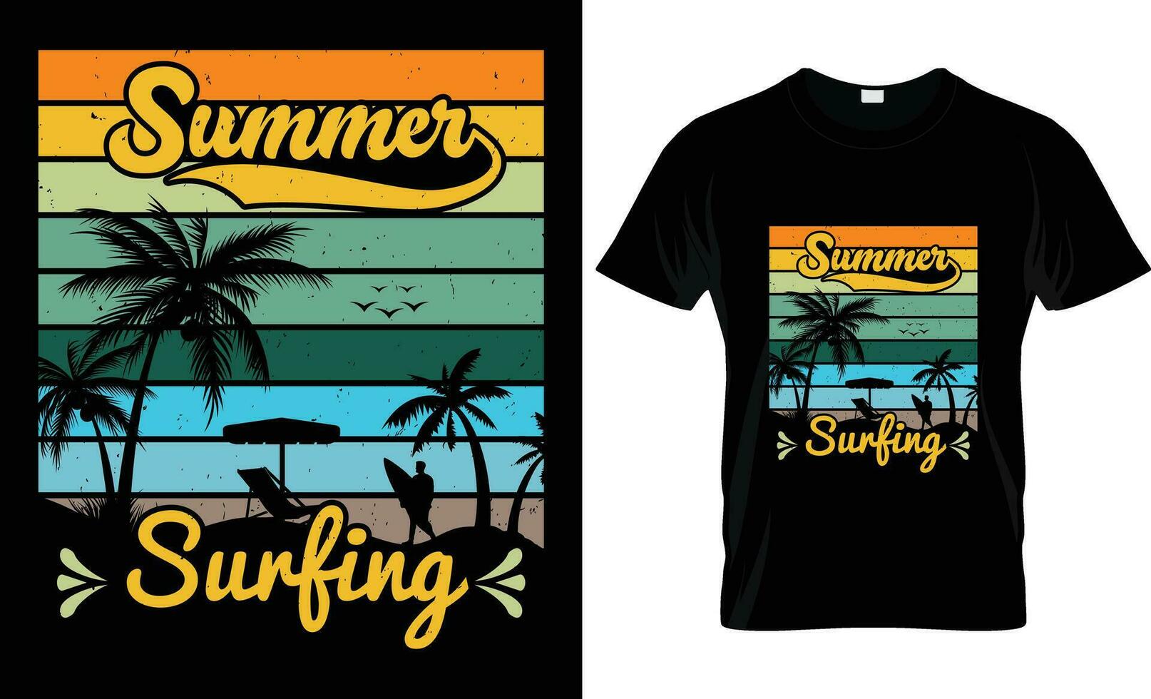 Summer Vibes Holiday Tropical Beach, Surfing, Sea Beach,, typography retro vintage t-shirt design vector