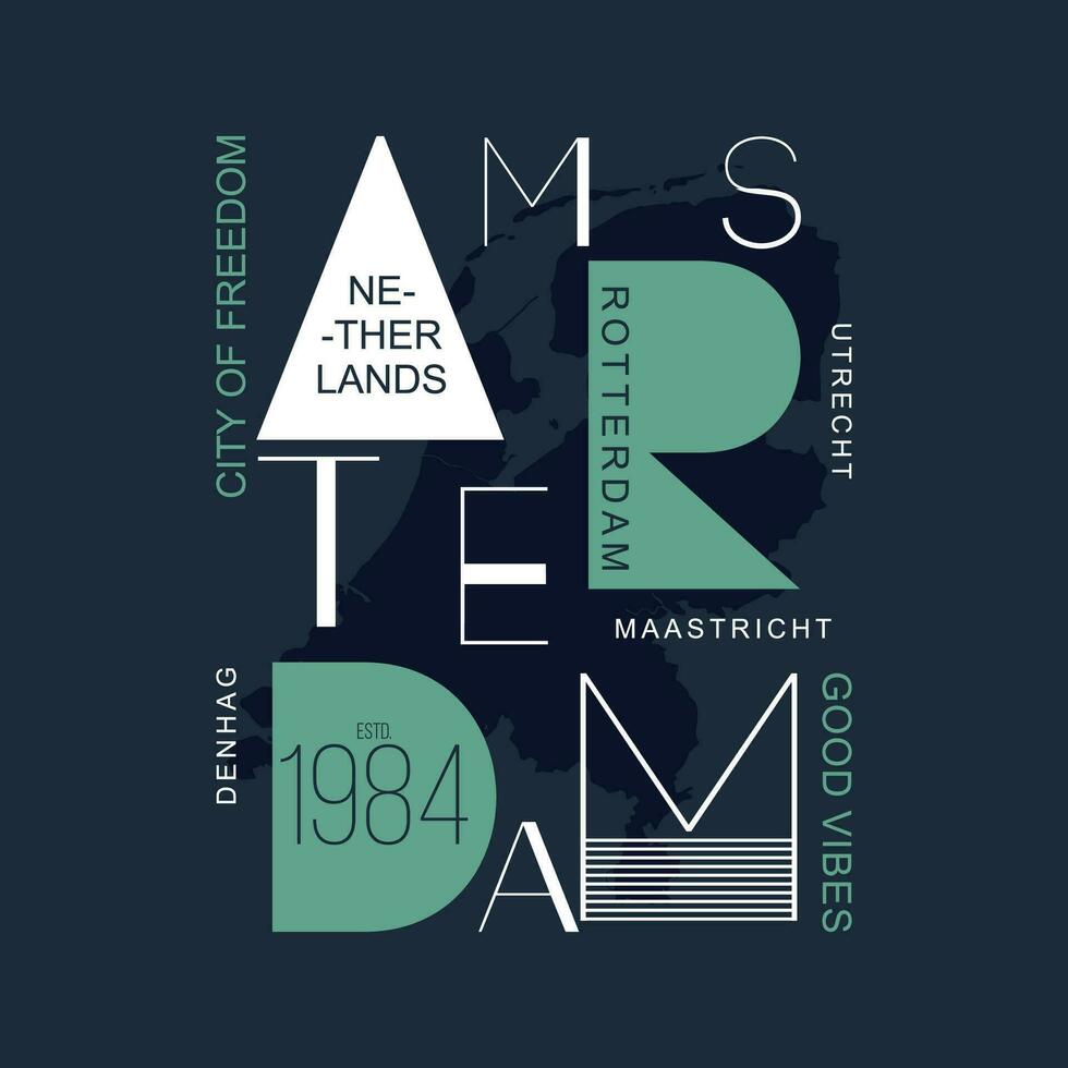 Amsterdam Europa gráfico t camisa diseño, tipografía vector, ilustración, casual estilo vector