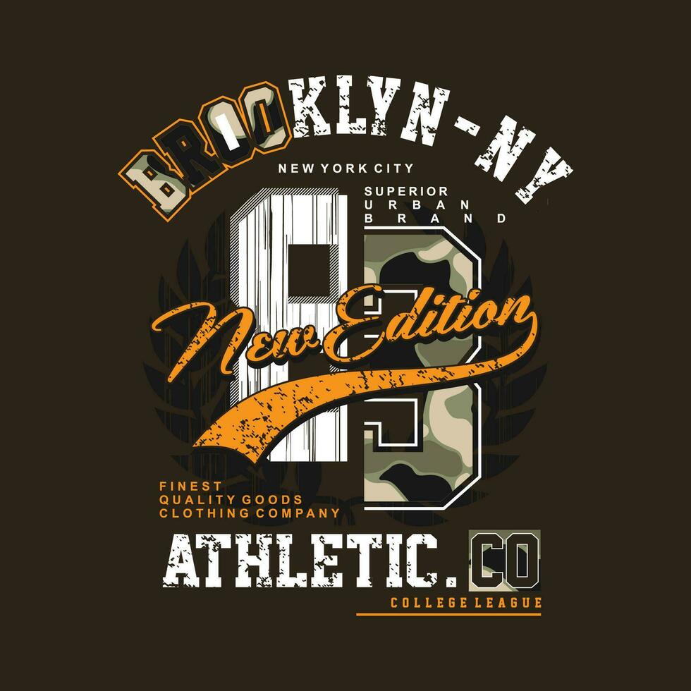 brooklyn athletic graphic t shirt design, typography vector, illustration, casual style vector