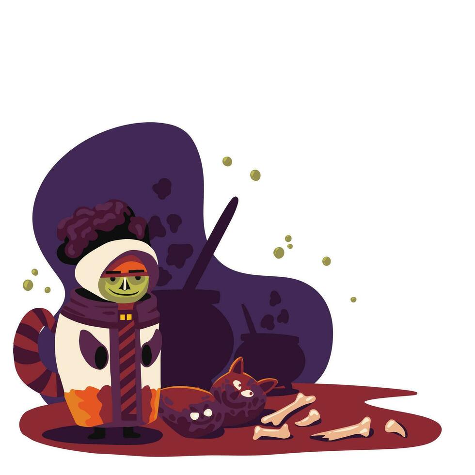 Halloween Scene With Monster vector