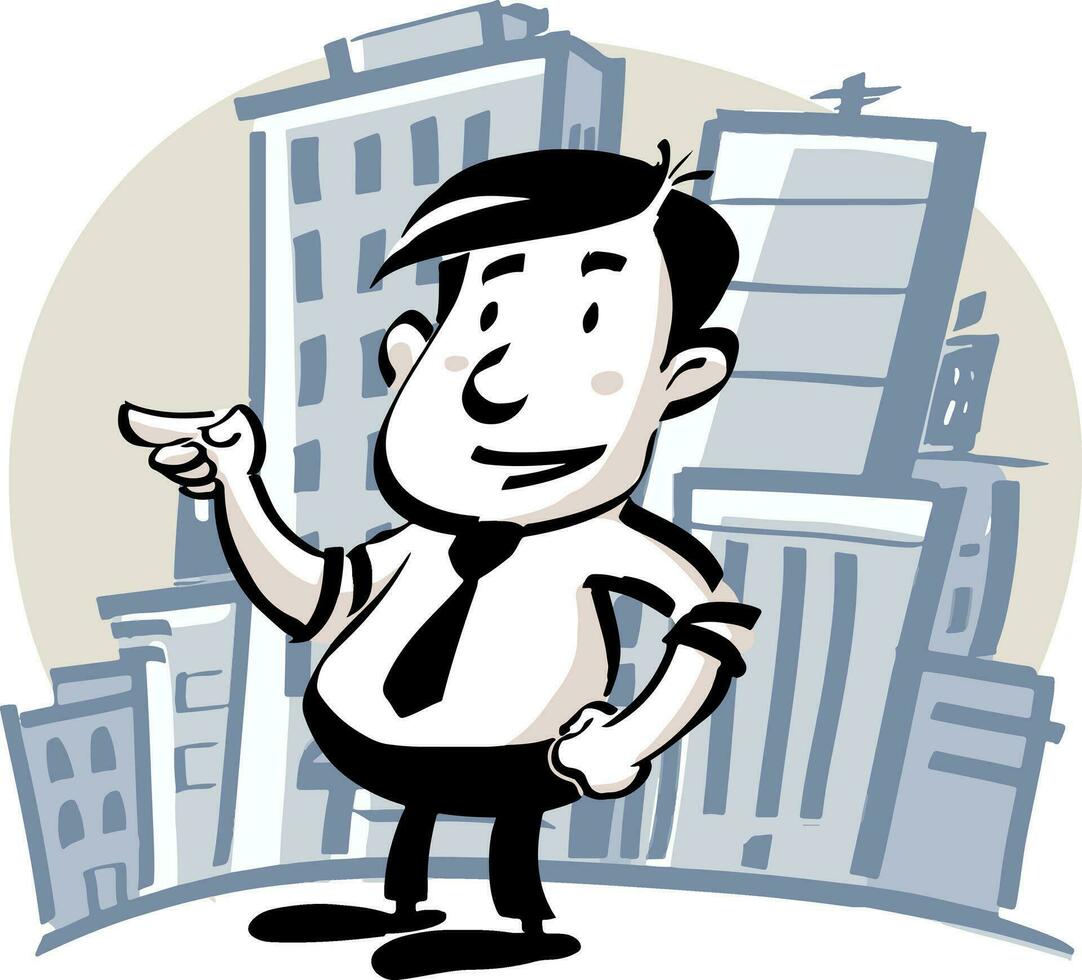 Man pointing in a direction in the city vector