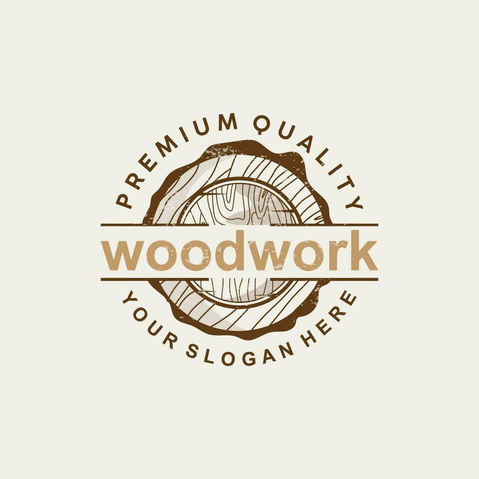 Wood Logo, Wood Grain Layers Vector, Carpentry Industry Design Simple Minimalist Template Illustration vector